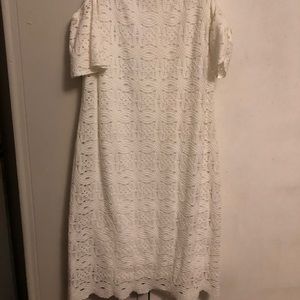 White mesh knee dress